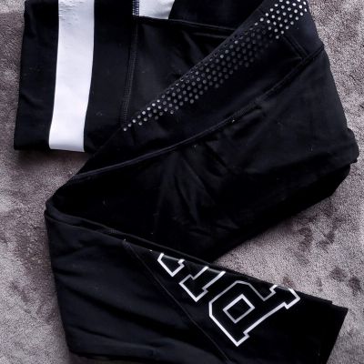 Small Victoria's Secret PINK Ultimate Yoga Leggings Mesh Black & White